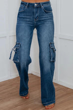 Load image into Gallery viewer, Dark Wash Cargo Jeans