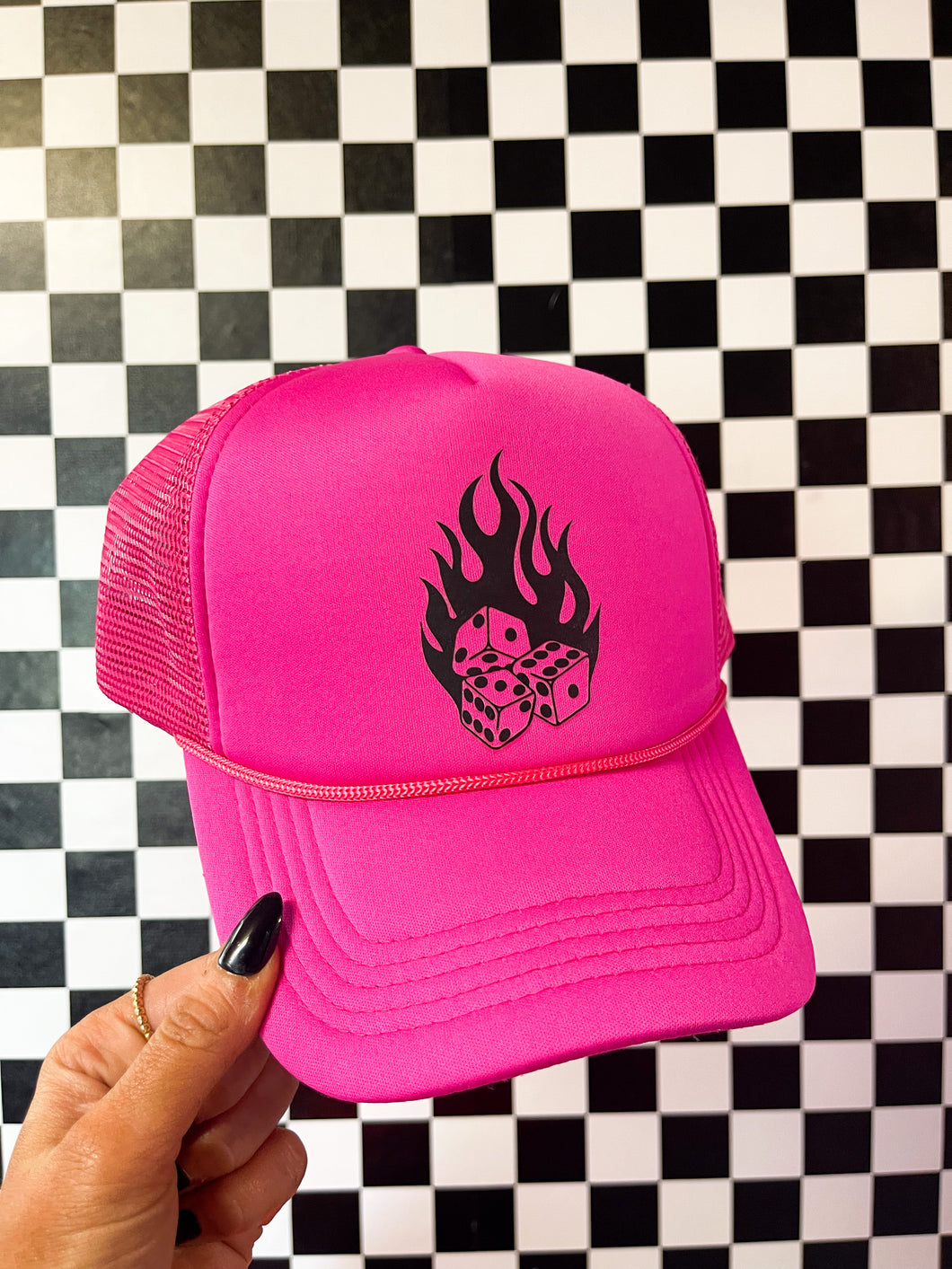 Hot Pink Fire Dice Hat