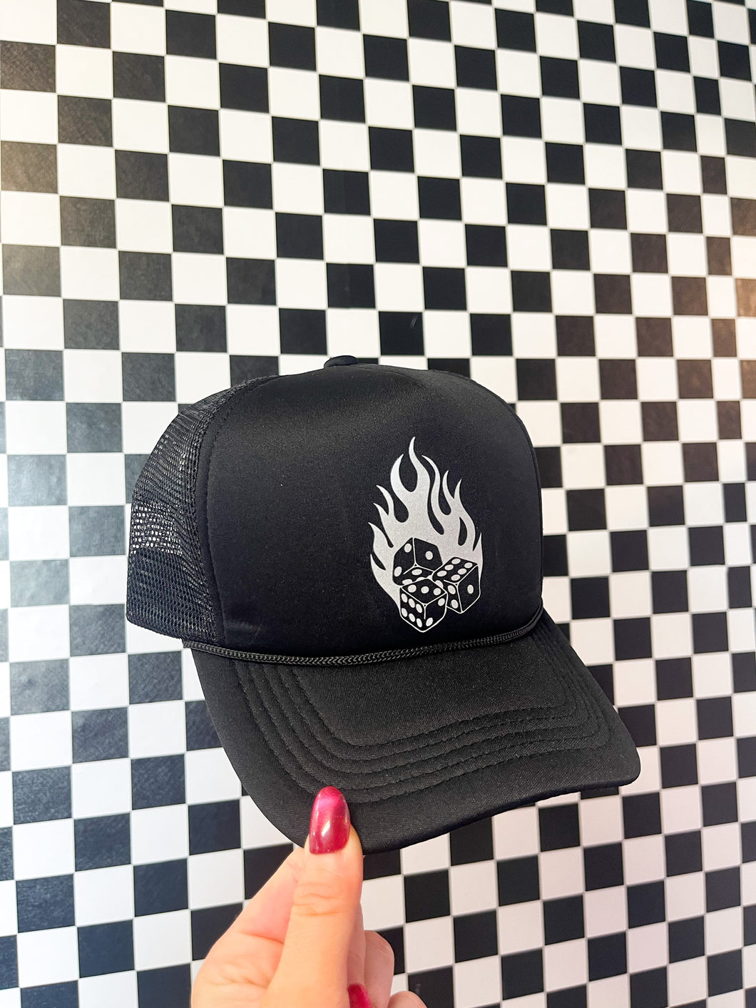Fire Dice Trucker Hat - Black