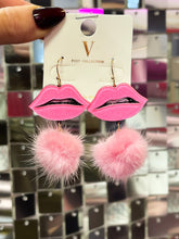 Load image into Gallery viewer, Kiss Me Pom Earrings
