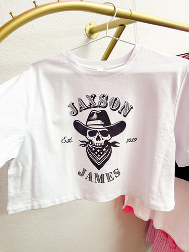 Jaxson James Skull Cowboy Crop Top - White Relaxed